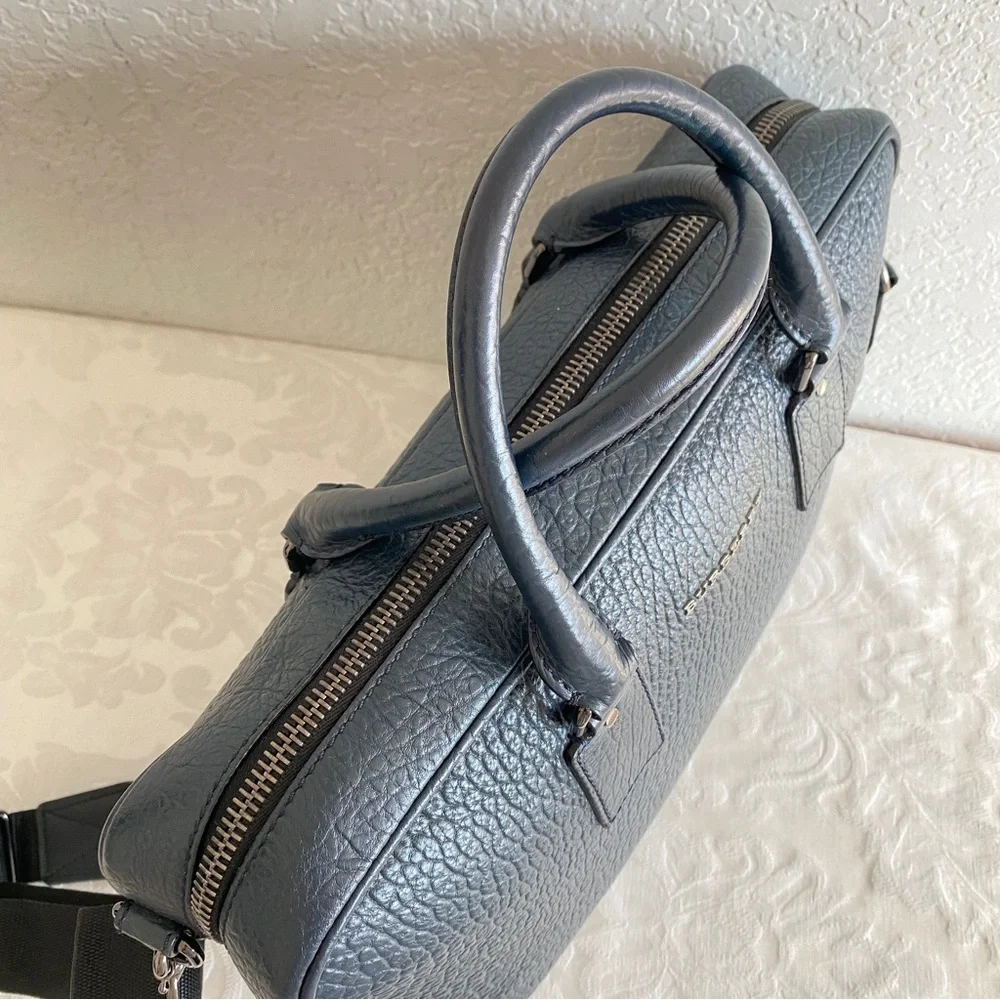 Burberry navy leather laptop bag